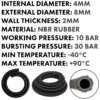 Rubber reinforced with a heat resistant textile braid – heavy duty pipe & hose fitting uk, 4mm, 1m