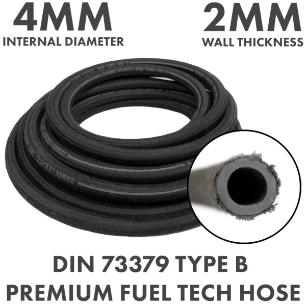 Rubber reinforced with a heat resistant textile braid – heavy duty pipe & hose fitting uk, 4mm, 1m