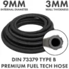 Rubber reinforced with a heat resistant textile braid – heavy duty pipe & hose fitting uk, 9mm, 1m