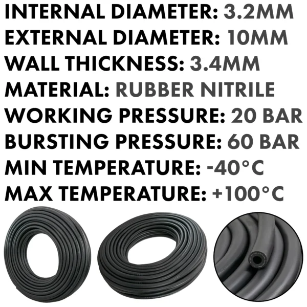 Rubber 3. 2mm braided fuel, oil hose sae j30 r6, 1m – heavy duty pipe & hose fitting uk