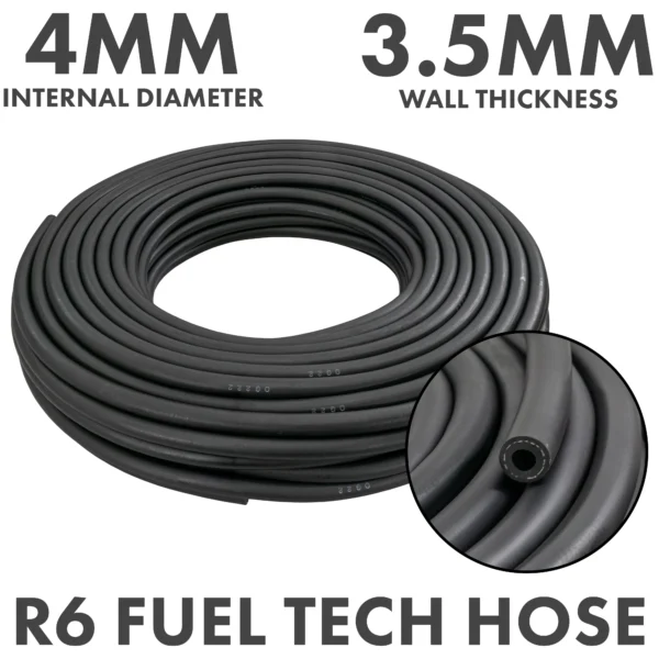 Rubber 4mm braided fuel, oil hose sae j30 r6, 1m – heavy duty pipe & hose fitting uk