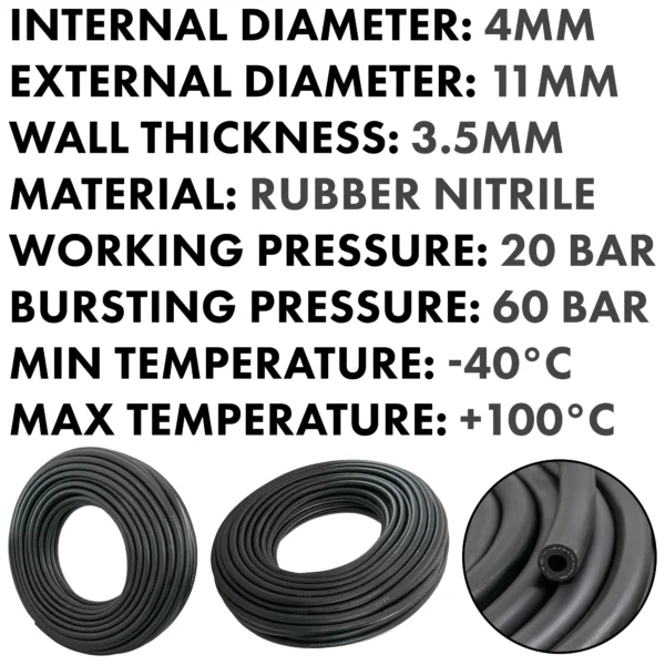 Rubber 4mm braided fuel, oil hose sae j30 r6, 1m – heavy duty pipe & hose fitting uk