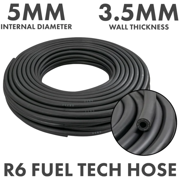 Rubber 5mm braided fuel, oil hose sae j30 r6, 1m – heavy duty pipe & hose fitting uk
