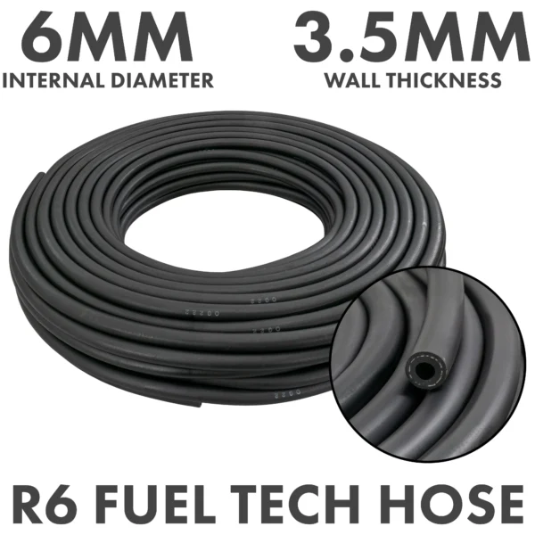 Rubber 6mm braided fuel, oil hose sae j30 r6, 1m – heavy duty pipe & hose fitting uk