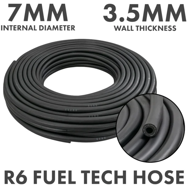 Rubber 7mm braided fuel, oil hose sae j30 r6, 1m – heavy duty pipe & hose fitting uk
