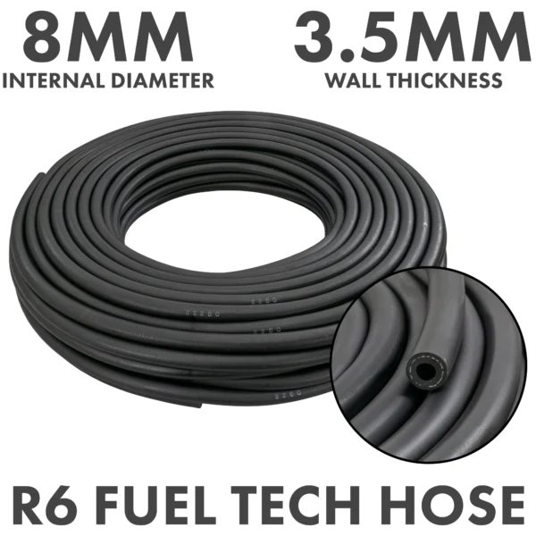 Rubber 8mm braided fuel, oil hose sae j30 r6, 1m – heavy duty pipe & hose fitting uk