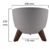 Roma bowl pot with legs, insert and hole with plug 290mm – white