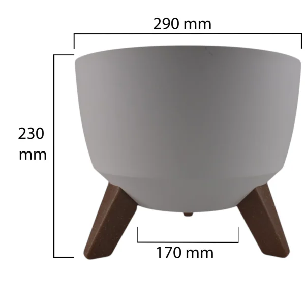Roma bowl pot with legs, insert and hole with plug 290mm – white