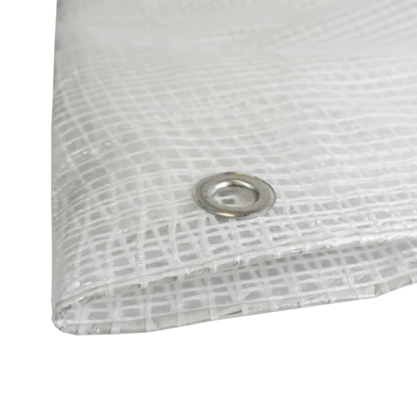 Clear medium duty tarpaulin 10m x 12m with 10m of 8mm bungee rope kit