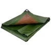 Green/brown heavy duty tarpaulin 8m x 12m with 10m of 6mm bungee rope & 10 tarp clips (screw type) kit