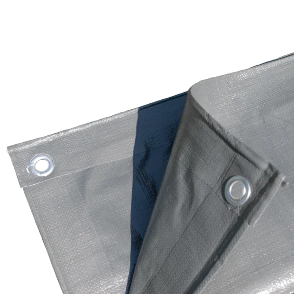 Grey heavy duty tarpaulin 8m x 12m with 10m of 6mm bungee rope & 10 tarp clips (screw type) kit