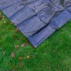 Black/silver heavy duty tarpaulin 8m x 12m with 10m of 6mm bungee rope & 10 tarp clips (screw type) kit