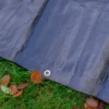 Black/silver heavy duty tarpaulin 8m x 12m with 10m of 6mm bungee rope & 10 tarp clips (screw type) kit