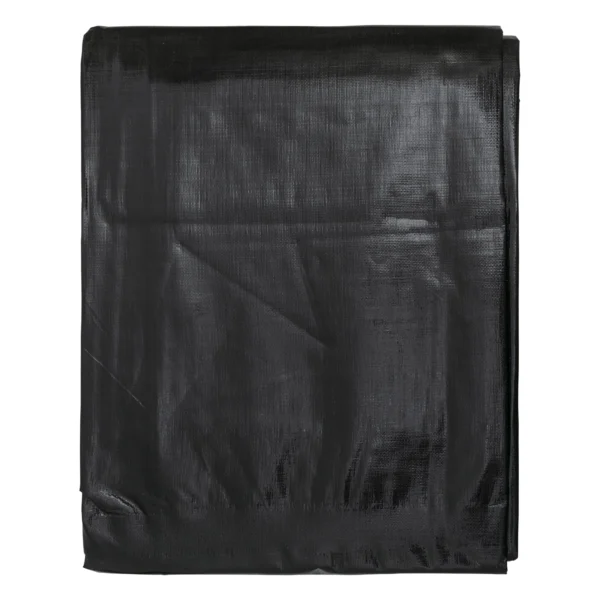 Black/silver heavy duty tarpaulin 8m x 12m with 10m of 6mm bungee rope & 10 tarp clips (screw type) kit