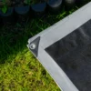 Silver extra heavy duty tarpaulin 8m x 10m with 10m of 6mm bungee rope & 10 tarp clips (screw type) kit