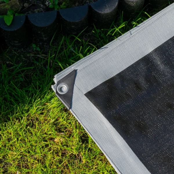 Silver extra heavy duty tarpaulin 8m x 10m with 10m of 6mm bungee rope & 10 tarp clips (screw type) kit
