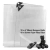 Clear extra heavy duty tarpaulin 5m x 5m with 10 x 6″ bungee balls (black) & 10 tarp clips (screw type) kit