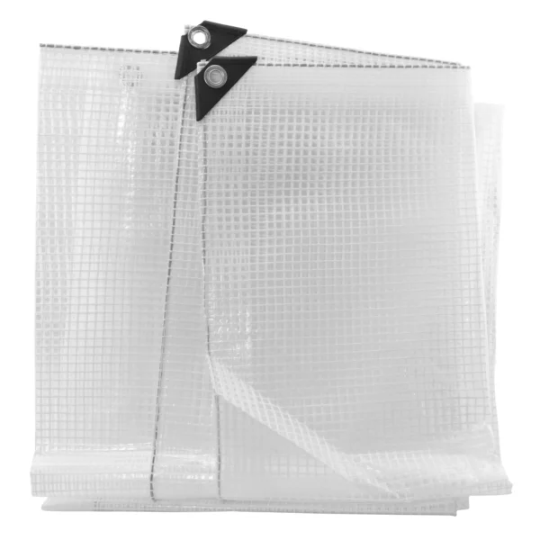 Clear extra heavy duty tarpaulin 5m x 5m with 10m of 6mm bungee rope & 10 tarp clips (screw type) kit