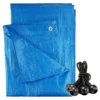 Blue lightweight tarpaulin 6m x 8m with 10 x 6″ bungee balls (black) kit