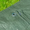 Green lightweight tarpaulin 5m x 8m with 10m of 6mm bungee rope & 10 tarp clips (screw type) kit