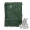 Green lightweight tarpaulin 6m x 8m with 20 x 6″ bungee balls (white) kit