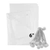 White medium duty tarpaulin 6m x 8m with 20 x 6″ bungee balls (white) kit