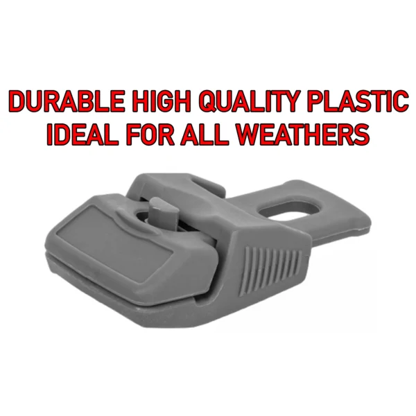 Heavy duty slide type tarpaulin clips – reusable plastic tarp fasteners — pack of 10