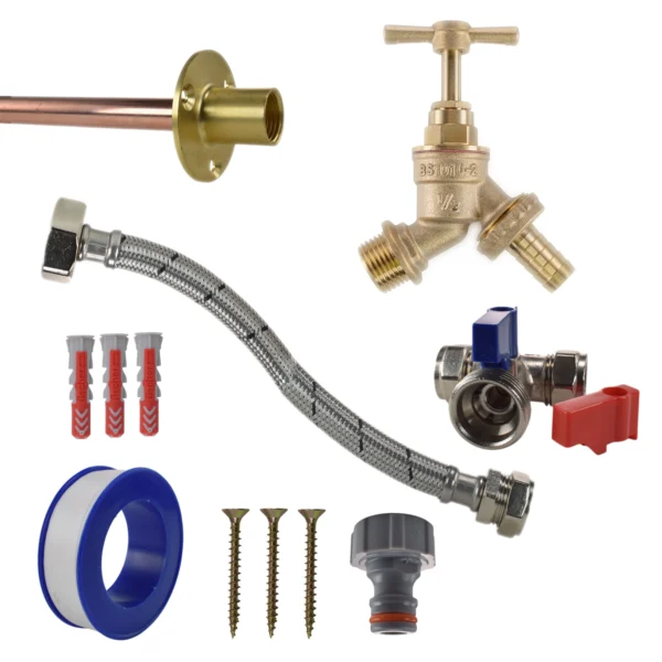 Brass barbed bib tap standard connection kit – heavy duty outdoor garden tap uk