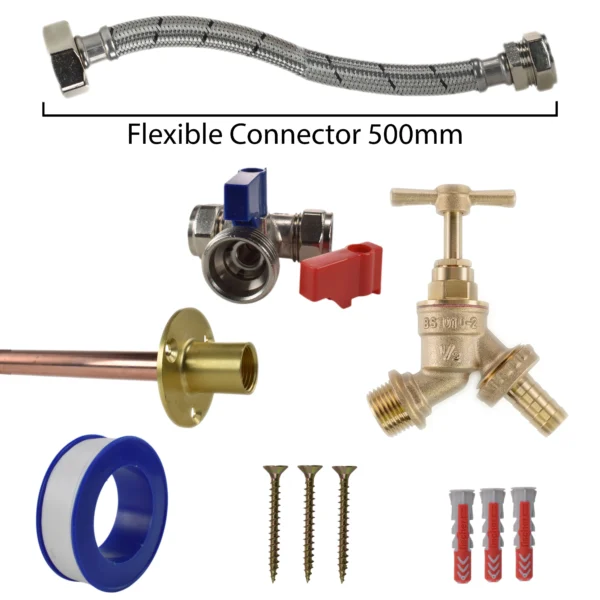 Brass barbed bib tap standard connection kit – heavy duty outdoor garden tap uk