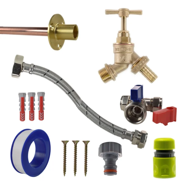 Brass barbed bib tap standard connection kit – heavy duty outdoor garden tap uk