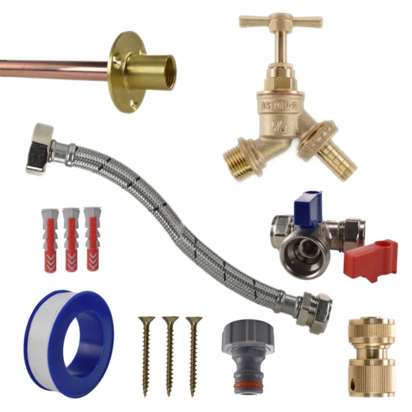 Brass barbed bib tap standard connection kit – heavy duty outdoor garden tap uk