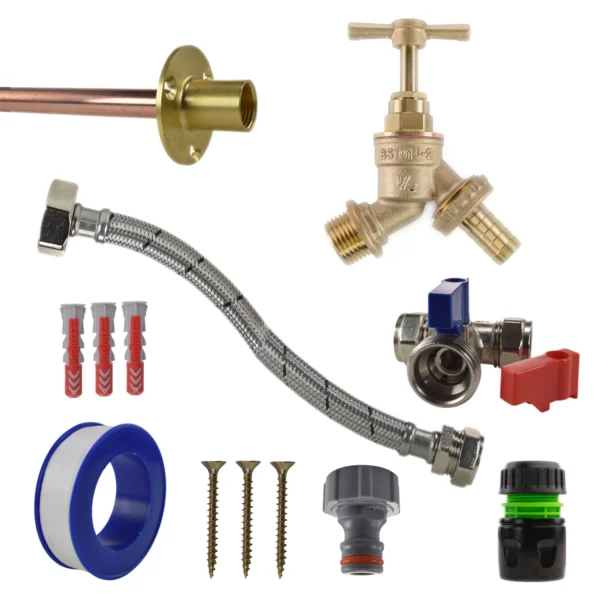 Brass barbed bib tap standard connection kit – heavy duty outdoor garden tap uk