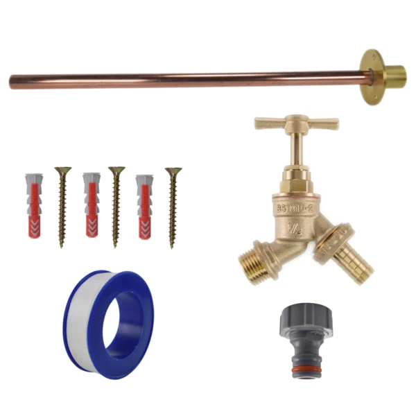 Brass barbed bib tap basic connection kit – heavy duty outdoor garden tap uk