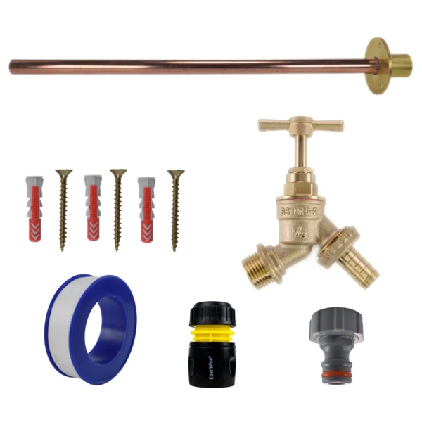 Brass barbed bib tap basic connection kit – heavy duty outdoor garden tap uk