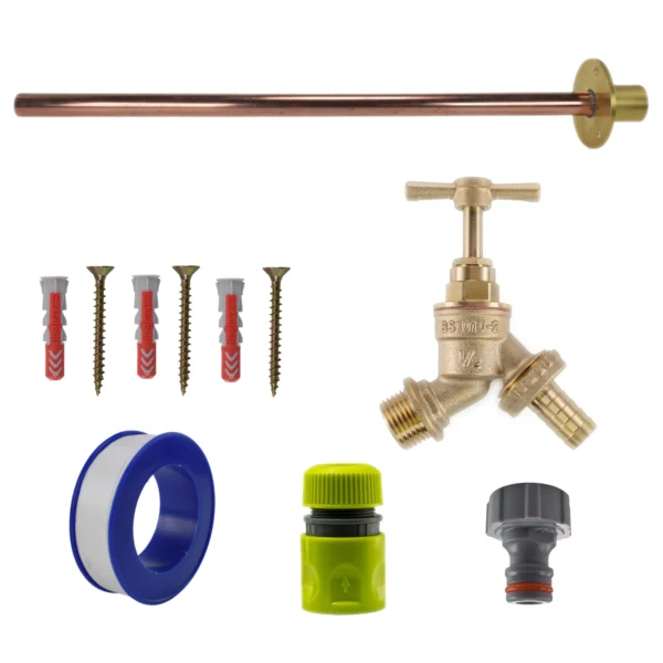 Brass barbed bib tap basic connection kit – heavy duty outdoor garden tap uk
