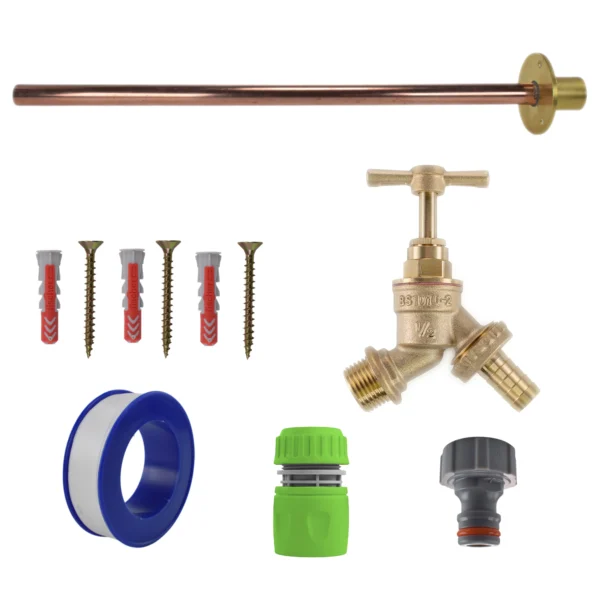 Brass barbed bib tap basic connection kit – heavy duty outdoor garden tap uk