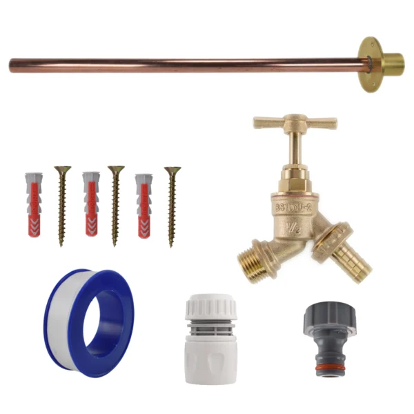 Brass barbed bib tap basic connection kit – heavy duty outdoor garden tap uk