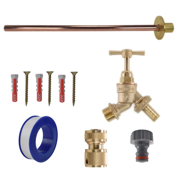 Brass barbed bib tap basic connection kit – heavy duty outdoor garden tap uk