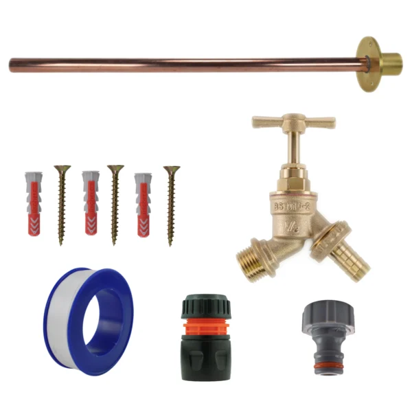 Brass barbed bib tap basic connection kit – heavy duty outdoor garden tap uk
