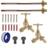 Brass barbed bib tap basic connection kit x2 – heavy duty outdoor garden tap uk (base kit - no hose connector attached)