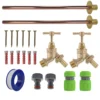 Brass barbed bib tap basic connection kit x2 – heavy duty outdoor garden tap uk (base kit - no hose connector attached)
