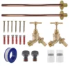 Brass barbed bib tap basic connection kit x2 – heavy duty outdoor garden tap uk (base kit - no hose connector attached)
