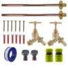 Brass barbed bib tap basic connection kit x2 – heavy duty outdoor garden tap uk (base kit - no hose connector attached)