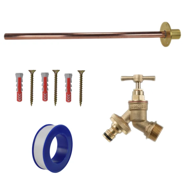 Brass quick connect bib tap basic connection kit – heavy duty outdoor garden tap uk base kit (no hose connector attached)