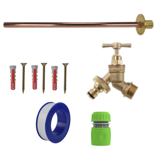Brass quick connect bib tap basic connection kit – heavy duty outdoor garden tap uk base kit (no hose connector attached)
