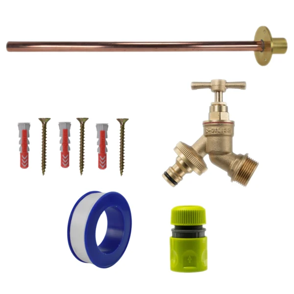 Brass quick connect bib tap basic connection kit – heavy duty outdoor garden tap uk base kit (no hose connector attached)