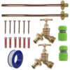 Brass quick connect bib tap basic connection kit x2 – heavy duty outdoor garden tap uk base kit