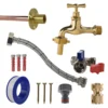 Polished brass 13mm barb tap standard connection kit – home diy accessory uk