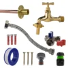 Polished brass 13mm barb tap standard connection kit – home diy accessory uk