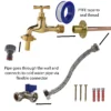 Polished brass 13mm barb tap standard connection kit – home diy accessory uk